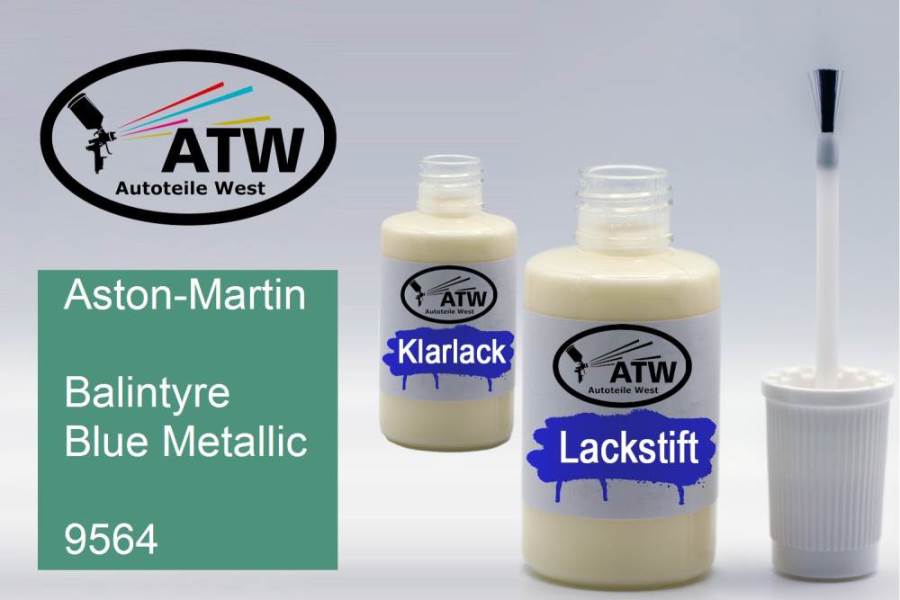 Aston-Martin, Balintyre Blue Metallic, 9564: 20ml Lackstift + 20ml Klarlack - Set, von ATW Autoteile West.